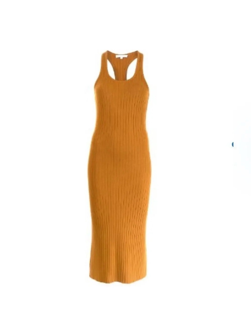 Vince Ribbed Racerback Tank Midi Dress Size Large In Gold-Ish Color